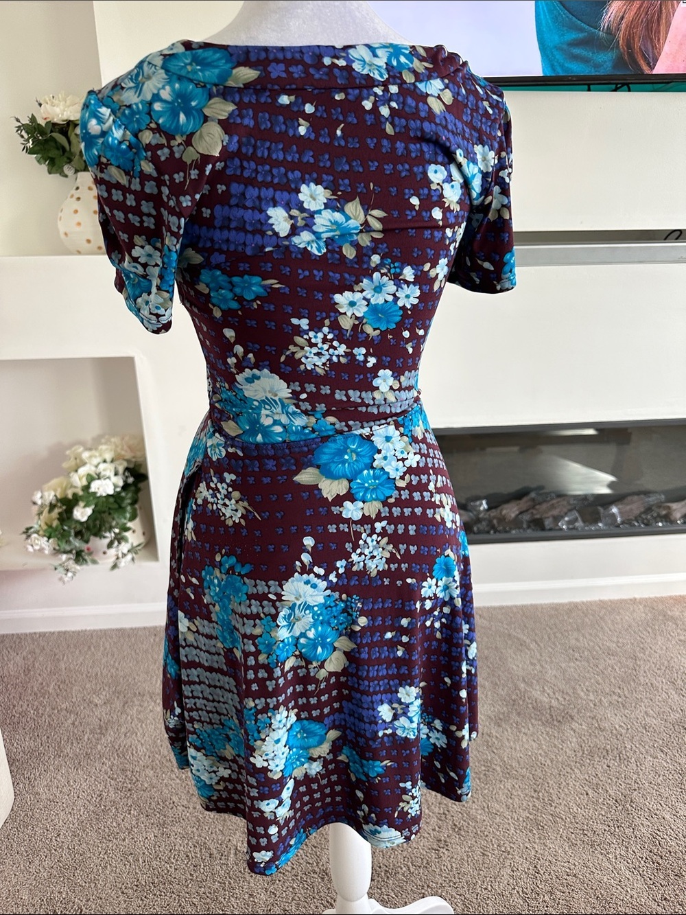 Free People  Mini Dress with Blue Floral Accents - Picture 4 of 6
